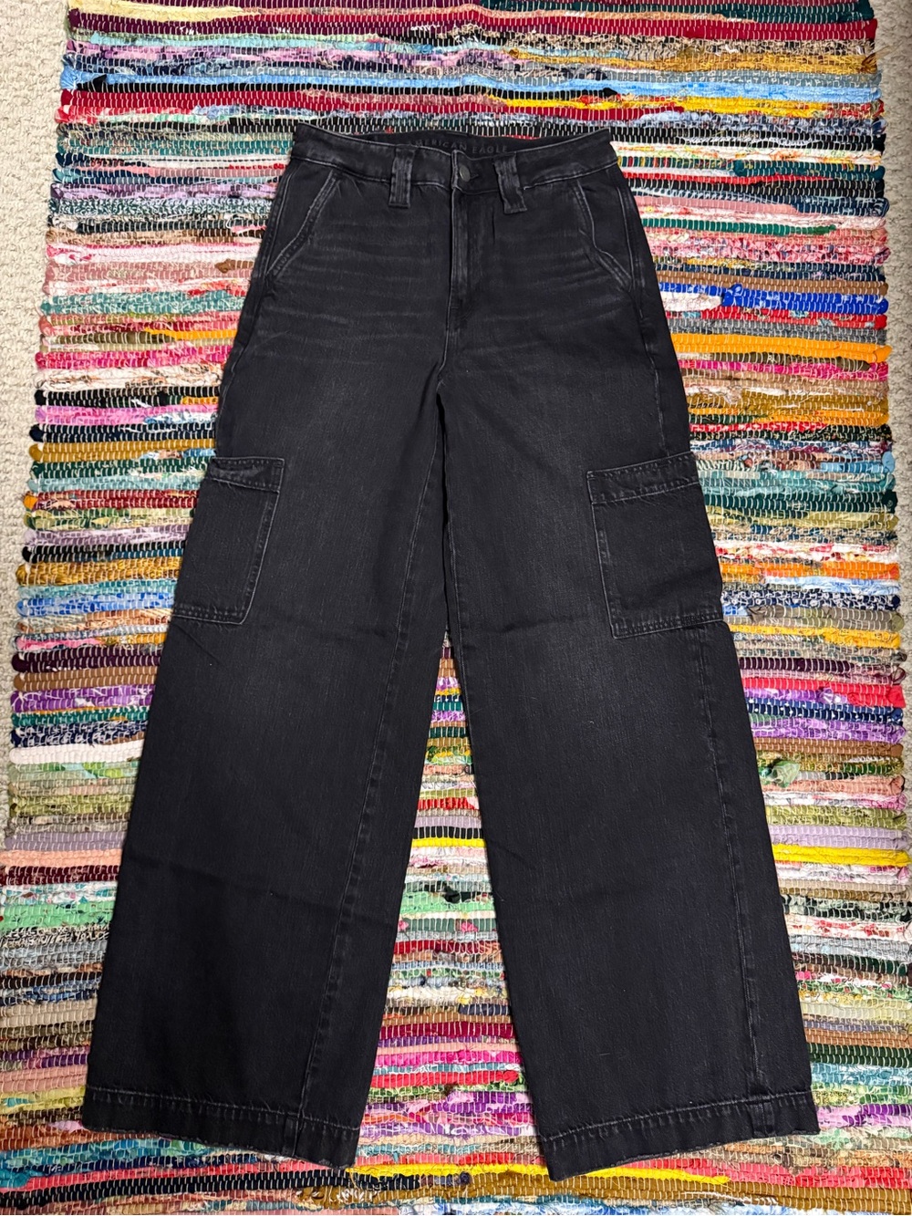 American Eagle women’s black baggy wide leg jeans